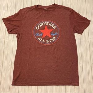 Converse Men's Short Sleeve Tee Burgundy with Red Star Logo